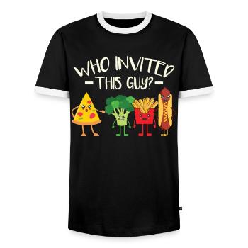 Funny Fast Food Pizza - Men's Ringer Shirt - black/white - Front - AI Model Female 172 light (172cm) & AI Model Male 178 light (178cm)
