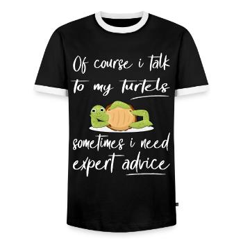 Funny Turtle Design Pet - Men's Ringer Shirt - black/white - Front - AI Model Female 172 light (172cm) & AI Model Male 178 light (178cm)