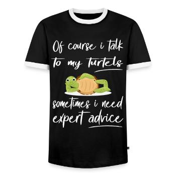 Funny Turtle Design Pet - Men's Ringer Shirt - black/white - Front - AI Model Female 172 light (172cm) & AI Model Male 178 light (178cm)