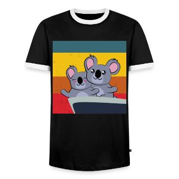 niedliche Koalas in Titanic Pose - Männer Kontrast-T-Shirt - Schwarz/Weiß - Vorne - AI Model Female 172 light (172cm) & AI Model Male 178 light (178cm)