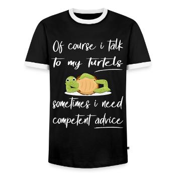 Funny Turtle Design Pet - Men's Ringer Shirt - black/white - Front - AI Model Female 172 light (172cm) & AI Model Male 178 light (178cm)