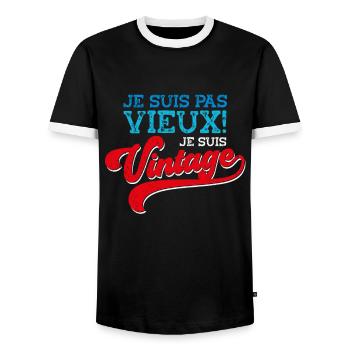 Homme Vieux Papy Fête Des Grands-Pères - T-shirt contrasté Homme - noir/blanc - Devant - AI Model Female 172 light (172cm) & AI Model Male 178 light (178cm)