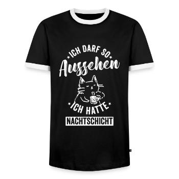 Nachtschicht, Schichtdienst, Nachtdienst, Funshirt - Männer Kontrast-T-Shirt - Schwarz/Weiß - Vorne - AI Model Female 172 light (172cm) & AI Model Male 178 light (178cm)