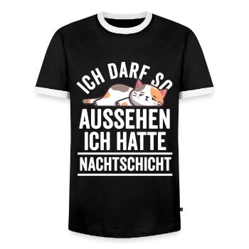 Nachtschicht, Schichtdienst, Nachtdienst, Funshirt - Männer Kontrast-T-Shirt - Schwarz/Weiß - Vorne - AI Model Female 172 light (172cm) & AI Model Male 178 light (178cm)