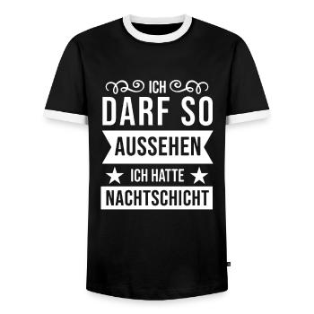 Nachtschicht, Schichtdienst, Nachtdienst, Funshirt - Männer Kontrast-T-Shirt - Schwarz/Weiß - Vorne - AI Model Female 172 light (172cm) & AI Model Male 178 light (178cm)