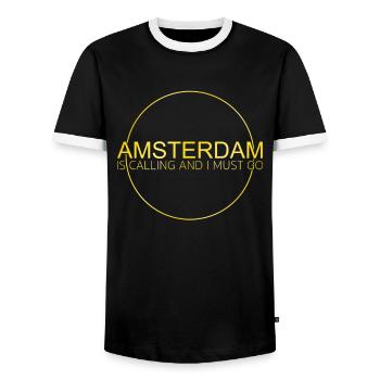 Amsterdam - T-shirt contrasté Homme - noir/blanc - Devant - AI Model Female 172 light (172cm) & AI Model Male 178 light (178cm)