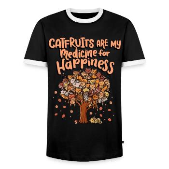 Les fruits du chat sont mon médicament pour le bonheur - T-shirt contrasté Homme - noir/blanc - Devant - AI Model Female 172 light (172cm) & AI Model Male 178 light (178cm)