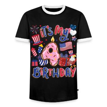 Es Ist Mein 4 Geburtstag Eagle 4. Juli - Männer Kontrast-T-Shirt - Schwarz/Weiß - Vorne - AI Model Female 172 light (172cm) & AI Model Male 178 light (178cm)