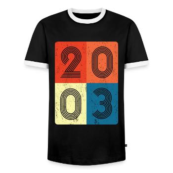 20ème anniversaire vintage 2003 Retro Style Collage - T-shirt contrasté Homme - noir/blanc - Devant - AI Model Female 172 light (172cm) & AI Model Male 178 light (178cm)