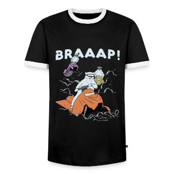 Eisbär fährt Schneemobil Braap Design - Männer Kontrast-T-Shirt - Schwarz/Weiß - Vorne - AI Model Female 172 light (172cm) & AI Model Male 178 light (178cm)