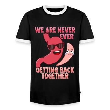 Bastric Sleeve Illustration for Gastric Recovery - Men's Ringer Shirt - black/white - Front - AI Model Female 172 light (172cm) & AI Model Male 178 light (178cm)