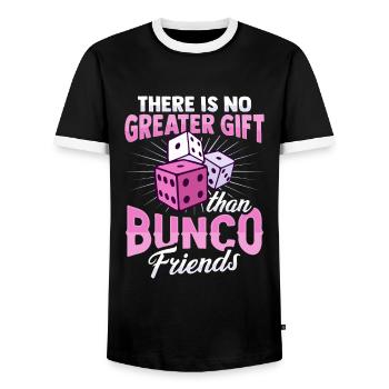 There is no greater gift than Bunco Friends D - Men's Ringer Shirt - black/white - Front - AI Model Female 172 light (172cm) & AI Model Male 178 light (178cm)