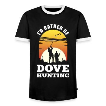 Chasse aux pigeons Chasse aux pigeons Chasseur de pigeons Chasse aux pigeons - T-shirt contrasté Homme - noir/blanc - Devant - AI Model Female 172 light (172cm) & AI Model Male 178 light (178cm)
