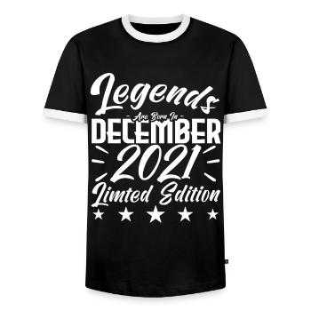 Jubiläumsgeschenk, Legenden werden im DEZEMBER 2021 geboren - Männer Kontrast-T-Shirt - Schwarz/Weiß - Vorne - AI Model Female 172 light (172cm) & AI Model Male 178 light (178cm)