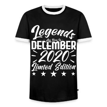 Jubiläumsgeschenk, Legenden werden im DEZEMBER 2020 geboren - Männer Kontrast-T-Shirt - Schwarz/Weiß - Vorne - AI Model Female 172 light (172cm) & AI Model Male 178 light (178cm)