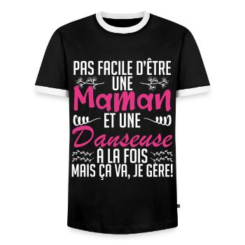 pas facile d'être une maman et une Danseuse - T-shirt contrasté Homme - noir/blanc - Devant - AI Model Female 172 light (172cm) & AI Model Male 178 light (178cm)