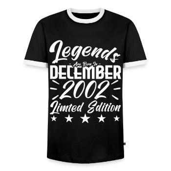 anniversary gift,Legends are born in DECEMBER 2002 - Men's Ringer Shirt - black/white - Front - AI Model Female 172 light (172cm) & AI Model Male 178 light (178cm)