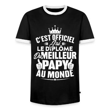 Meilleur papy au monde - T-shirt contrasté Homme - noir/blanc - Devant - AI Model Female 172 light (172cm) & AI Model Male 178 light (178cm)