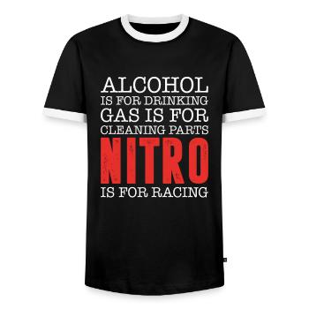 Nitro Is For Racing, Funny Drag Boat Racing - Men's Ringer Shirt - black/white - Front - AI Model Female 172 light (172cm) & AI Model Male 178 light (178cm)