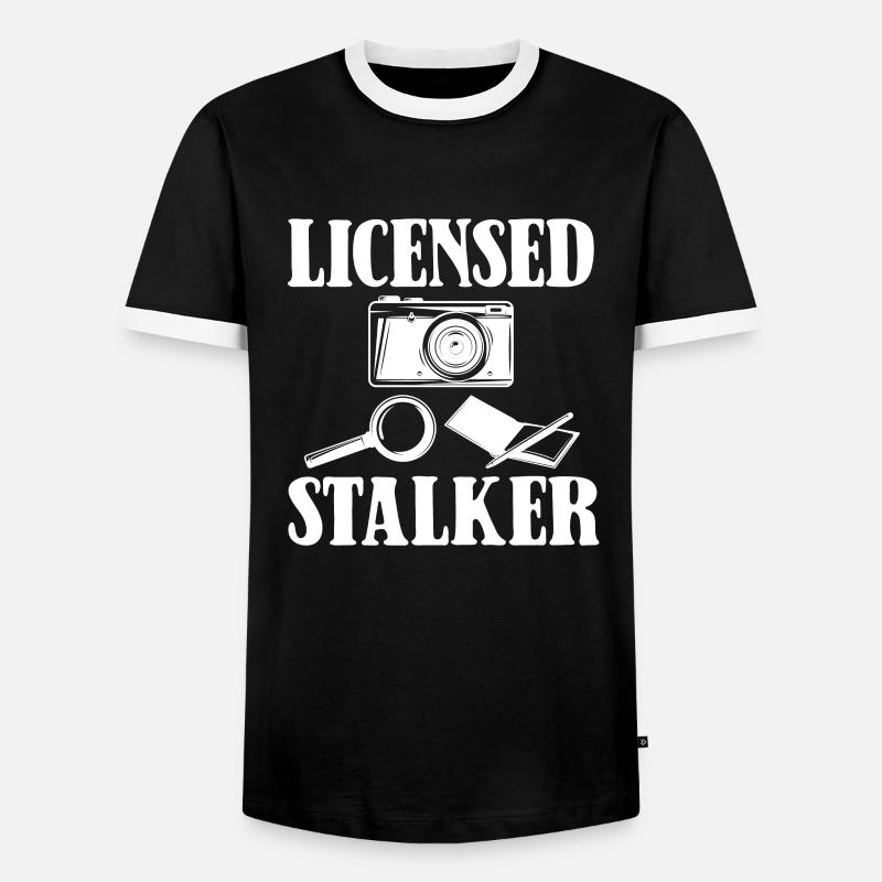 Licensed Stalker - Private Detective - Men's Ringer Shirt - black/white
