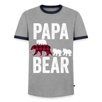 Papa Bear - Männer Kontrast-T-Shirt - Grau/Navy  - Vorne - AI Model Female 172 light (172cm) & AI Model Male 178 light (178cm)