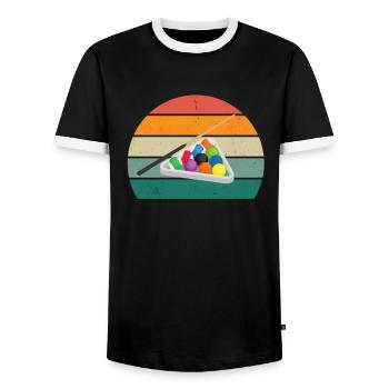 Billiard Queue Billiardtisch Kugel Tasche Snooker - Männer Kontrast-T-Shirt - Schwarz/Weiß - Vorne - AI Model Female 172 light (172cm) & AI Model Male 178 light (178cm)