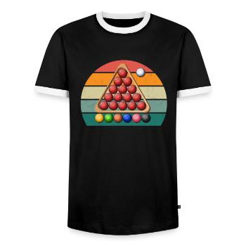Billiard Queue Billiardtisch Kugel Tasche Snooker - Männer Kontrast-T-Shirt - Schwarz/Weiß - Vorne - AI Model Female 172 light (172cm) & AI Model Male 178 light (178cm)