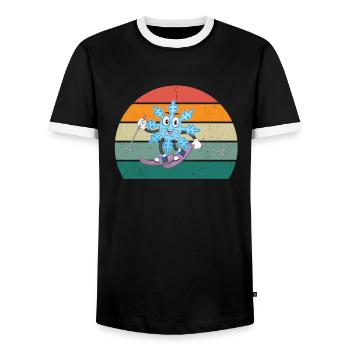 Ski Skier Skier Winter Snow Mountains - Men's Ringer Shirt - black/white - Front - AI Model Female 172 light (172cm) & AI Model Male 178 light (178cm)