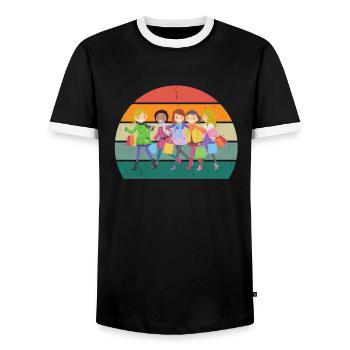 Shopper Shopper Shopping Buyer - T-shirt contrasté Homme - noir/blanc - Devant - AI Model Female 172 light (172cm) & AI Model Male 178 light (178cm)