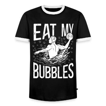 Water Polo Eat My Bubbles - Men's Ringer Shirt - black/white - Front - AI Model Female 172 light (172cm) & AI Model Male 178 light (178cm)
