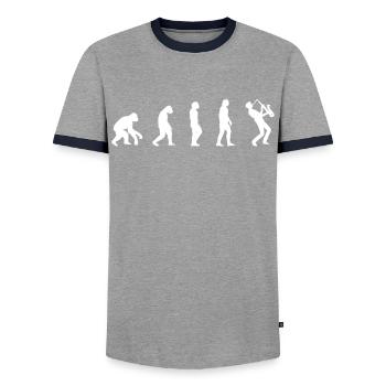 Musiciens de saxophone Musique de cuivres - T-shirt contrasté Homme - gris/marine  - Devant - AI Model Female 172 light (172cm) & AI Model Male 178 light (178cm)