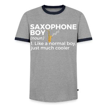 Musiciens de saxophone Musique de cuivres - T-shirt contrasté Homme - gris/marine  - Devant - AI Model Female 172 light (172cm) & AI Model Male 178 light (178cm)