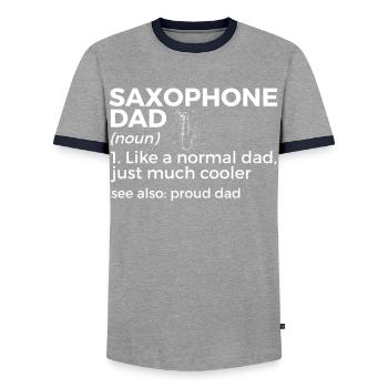 Musiciens de saxophone Musique de cuivres - T-shirt contrasté Homme - gris/marine  - Devant - AI Model Female 172 light (172cm) & AI Model Male 178 light (178cm)