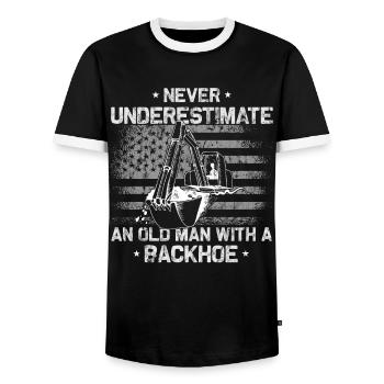 Pelle hydraulique Conducteur de pelle papa - T-shirt contrasté Homme - noir/blanc - Devant - AI Model Female 172 light (172cm) & AI Model Male 178 light (178cm)