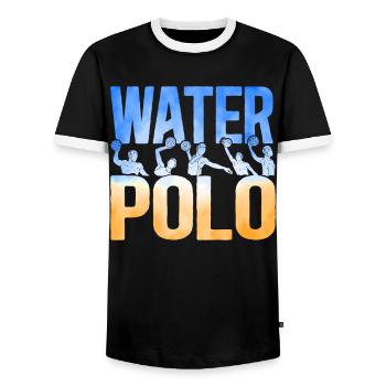 Water Polo Watercolor Water Polo - Men's Ringer Shirt - black/white - Front - AI Model Female 172 light (172cm) & AI Model Male 178 light (178cm)