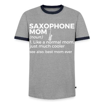 Musiciens de saxophone Musique de cuivres - T-shirt contrasté Homme - gris/marine  - Devant - AI Model Female 172 light (172cm) & AI Model Male 178 light (178cm)