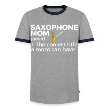 Musiciens de saxophone Musique de cuivres - T-shirt contrasté Homme - gris/marine  - Devant - AI Model Female 172 light (172cm) & AI Model Male 178 light (178cm)