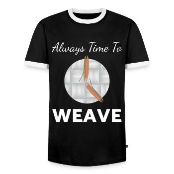 Il est temps de tisser le tissage Weberin - T-shirt contrasté Homme - noir/blanc - Devant - AI Model Female 172 light (172cm) & AI Model Male 178 light (178cm)