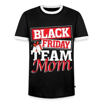 Black Friday Team Mom - Männer Kontrast-T-Shirt - Schwarz/Weiß - Vorne - AI Model Female 172 light (172cm) & AI Model Male 178 light (178cm)