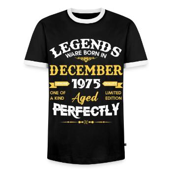Décembre 1975 Vintage vintage anniversaire - T-shirt contrasté Homme - noir/blanc - Devant - AI Model Female 172 light (172cm) & AI Model Male 178 light (178cm)