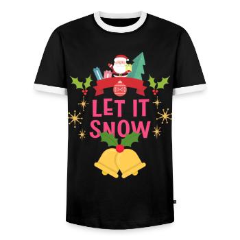 Christmas Let It Snow - Men's Ringer Shirt - black/white - Front - AI Model Female 172 light (172cm) & AI Model Male 178 light (178cm)