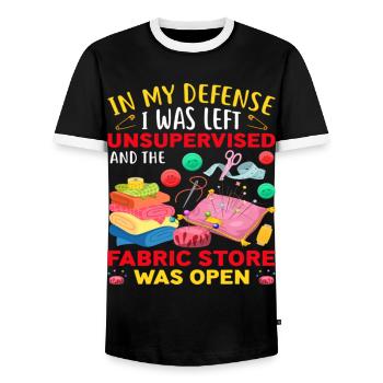 Funny Quilting Poison - Men's Ringer Shirt - black/white - Front - AI Model Female 172 light (172cm) & AI Model Male 178 light (178cm)