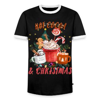 Chocolat chaud et café vintage Joyeux Noël - T-shirt contrasté Homme - noir/blanc - Devant - AI Model Female 172 light (172cm) & AI Model Male 178 light (178cm)