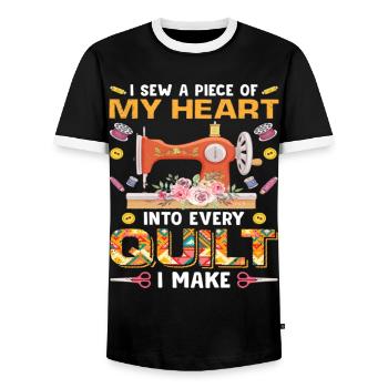 I Sew A Piece Of My Heart Info Every Quilting - Männer Kontrast-T-Shirt - Schwarz/Weiß - Vorne - AI Model Female 172 light (172cm) & AI Model Male 178 light (178cm)