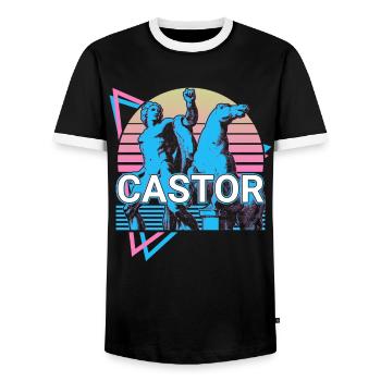 Castor Greek god Ancient Greek mythol - Men's Ringer Shirt - black/white - Front - AI Model Female 172 light (172cm) & AI Model Male 178 light (178cm)