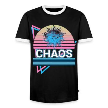 Chaos Greek God Ancient Greek mythology - Men's Ringer Shirt - black/white - Front - AI Model Female 172 light (172cm) & AI Model Male 178 light (178cm)