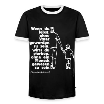 Papa ist der Beste Mann, russisches Sprichwort - Männer Kontrast-T-Shirt - Schwarz/Weiß - Vorne - AI Model Female 172 light (172cm) & AI Model Male 178 light (178cm)