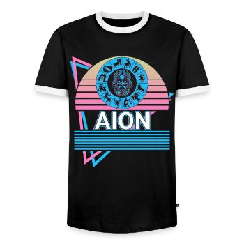 Αion Dieu grec Mythologie grecque antique - T-shirt contrasté Homme - noir/blanc - Devant - AI Model Female 172 light (172cm) & AI Model Male 178 light (178cm)
