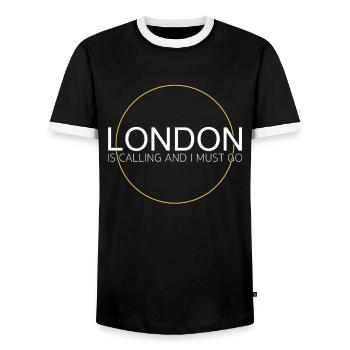 Citation de Londres - T-shirt contrasté Homme - noir/blanc - Devant - AI Model Female 172 light (172cm) & AI Model Male 178 light (178cm)