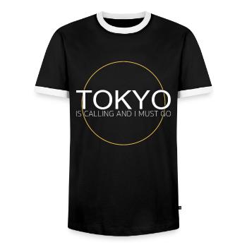 Citation de Tokyo - T-shirt contrasté Homme - noir/blanc - Devant - AI Model Female 172 light (172cm) & AI Model Male 178 light (178cm)